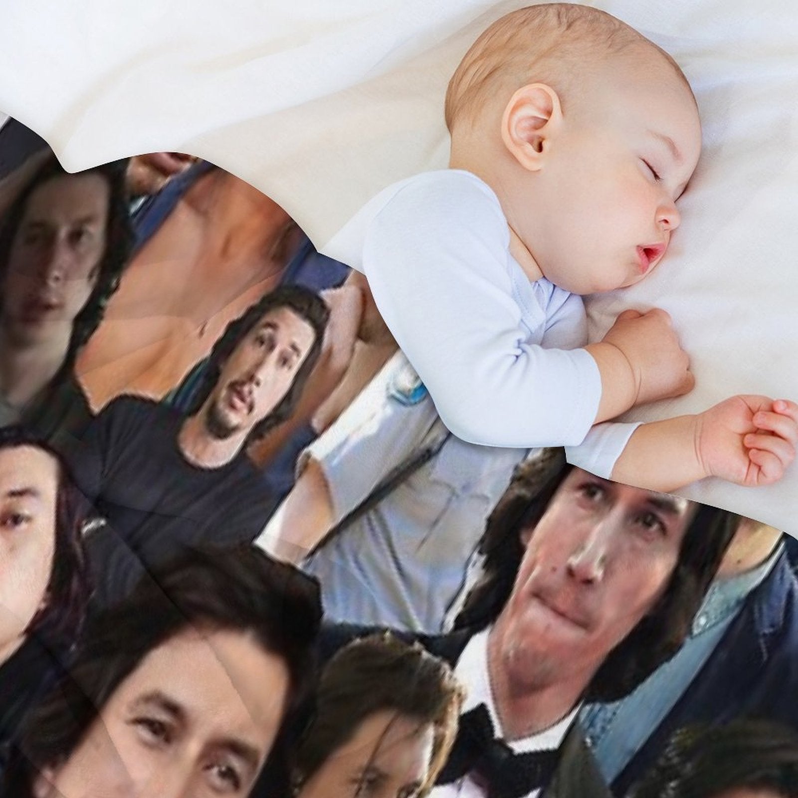 Adam Driver Blue Collage Shrink-resistant Throw Blanket