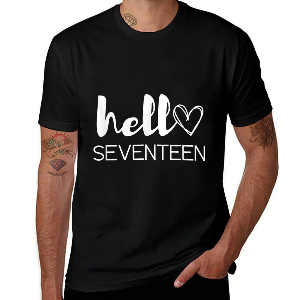 17 Years Old Girls 17th Birthdayn Hello Seventeen  Trendy Pattern T-Shirt