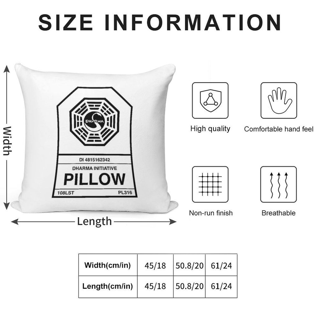 Dharma Initiative Pillow Soft Hidden Zipper Throw Pillow