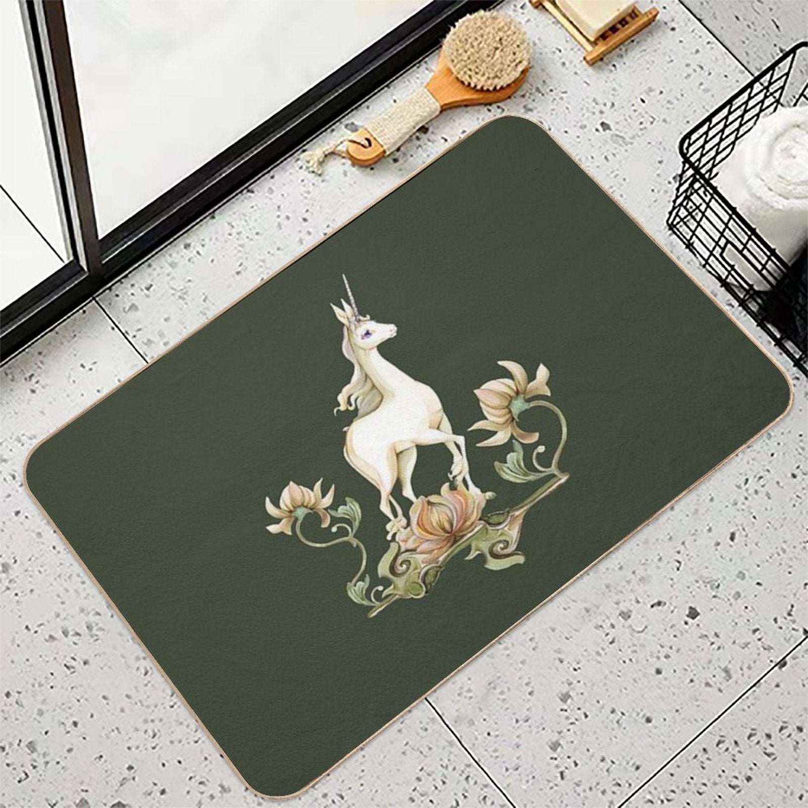 Last Unicorn - Flower Garden  Eco-Friendly Bath Mat