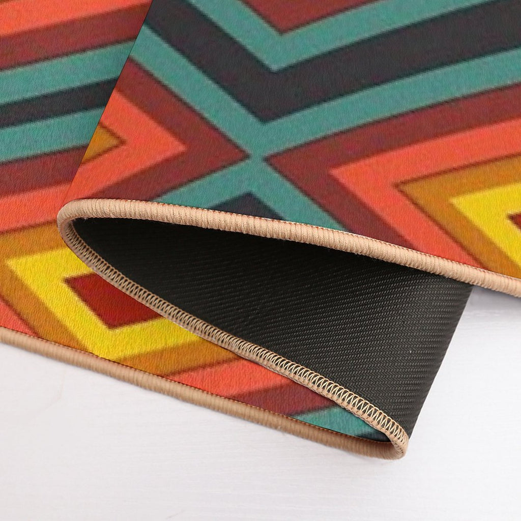 Retro Abstract Pattern Morphing Red Hot Rhombus  Repositionable Bath Mat