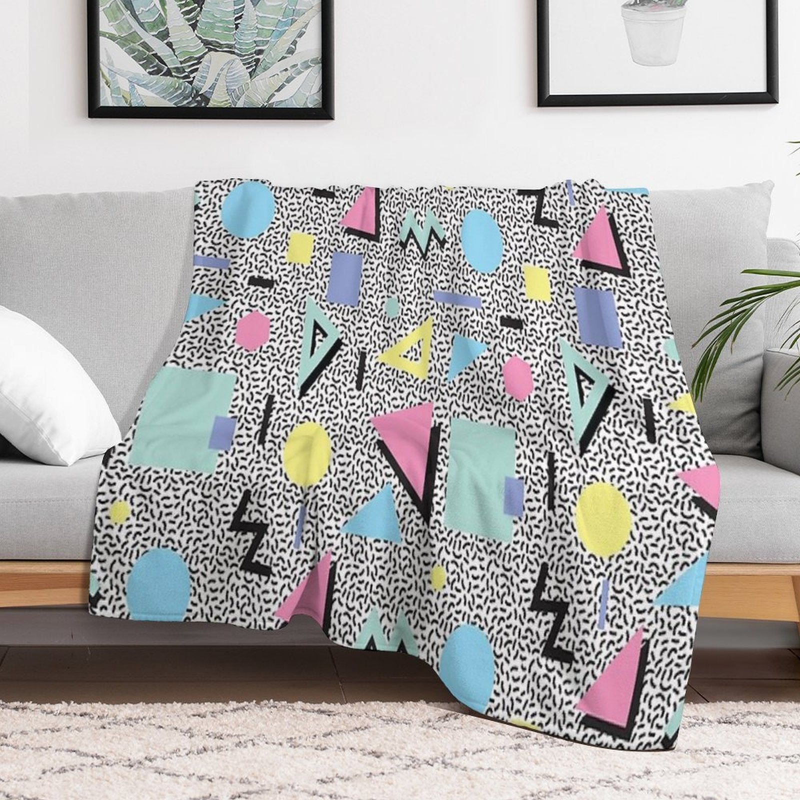 Eighties Memphis Pattern Design Wrinkle-free Throw Blanket