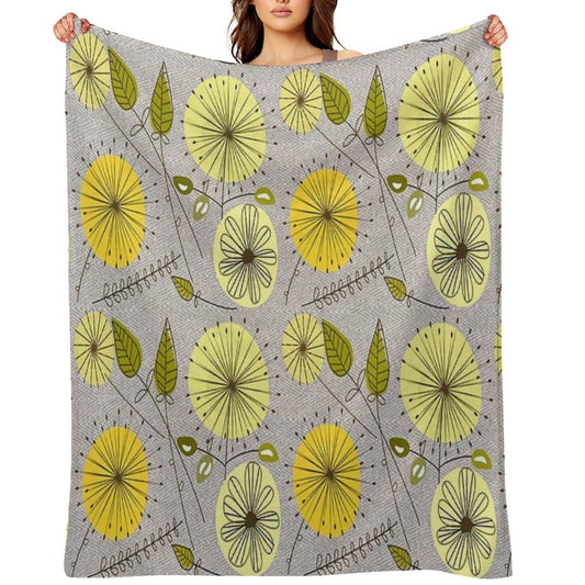 Mid-Century Modern Floral Durable Throw Blanket