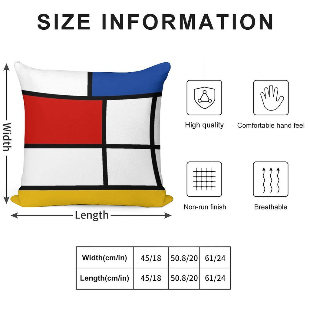 De Stijl #1 (Mondrian Inspired) Soft Shrink-Resistant Throw Pillow