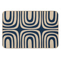 Midcentury Modern Confaab Abstract Pattern in Mid Mod Navy Blue And Beige  Easy Maintenance Bath Mat