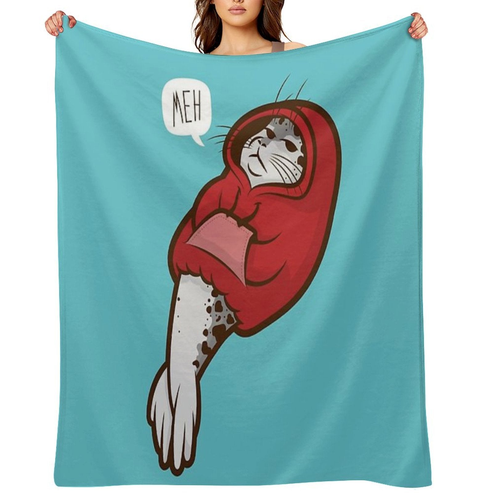 Hooded Seal Shrink-resistant Throw Blanket