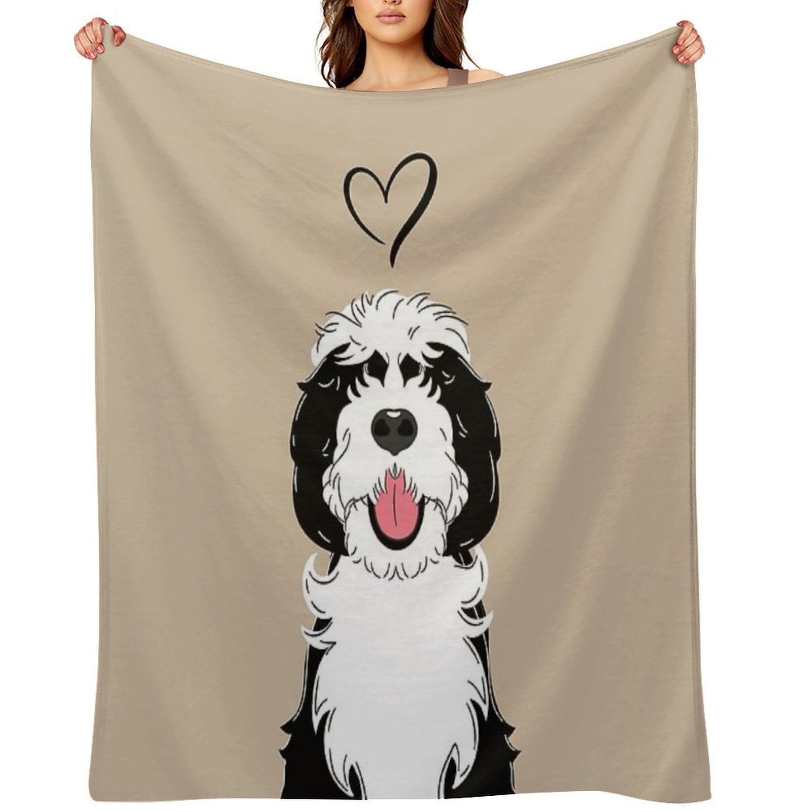 LOVE Black And White Sheepadoodle 1 Easy Care Throw Blanket