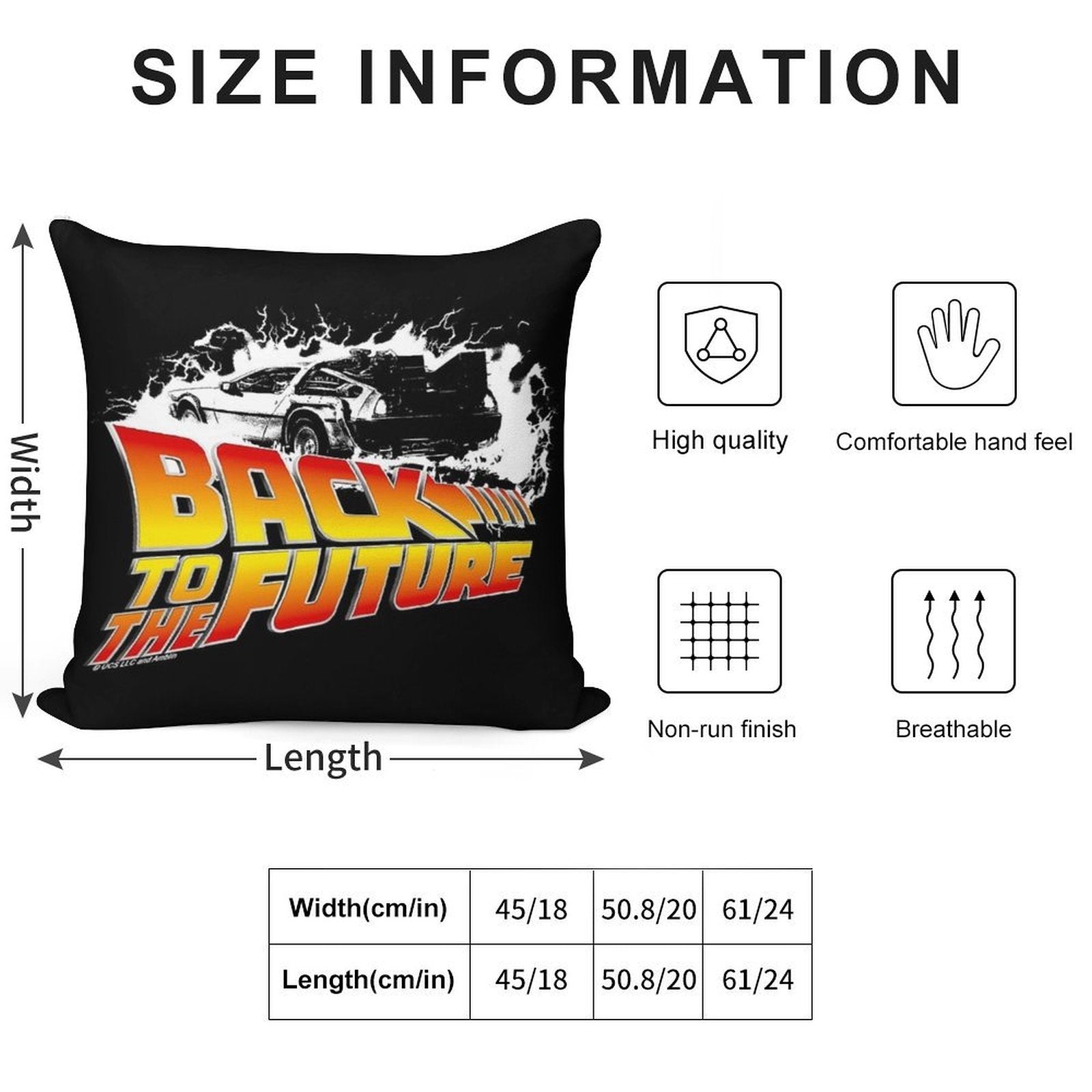 Back to The Future - DeLorean White Stencil Fan Art Soft Gift Ready Throw Pillow