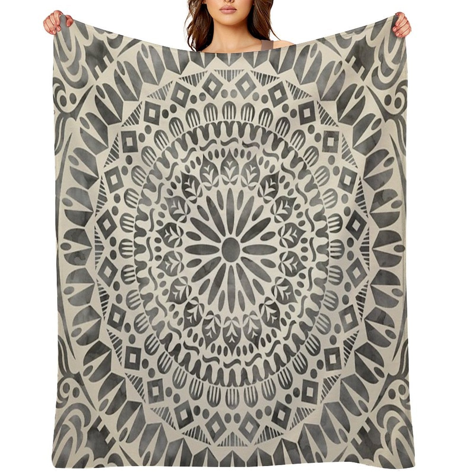 Watercolor Mandala Mandala13w Easy Care Throw Blanket