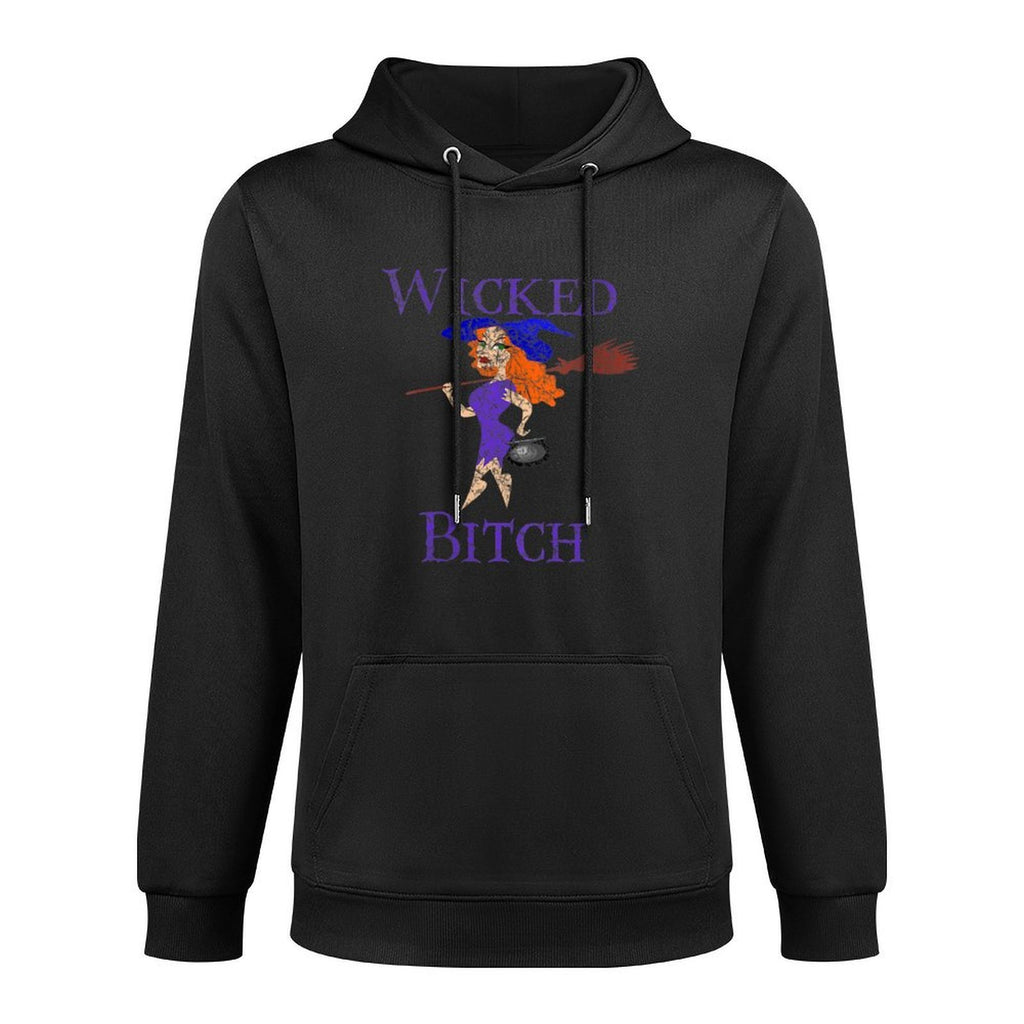 Womens Wicked Bitch Halloween V-Neck Shrink-Resistant Hoodie