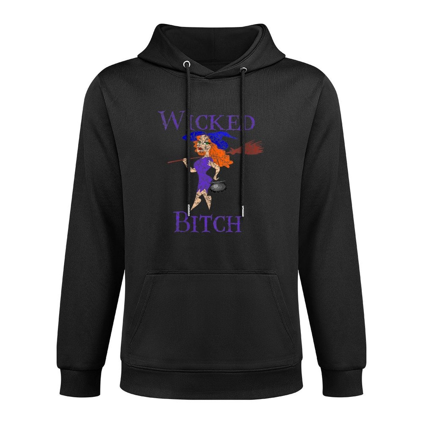 Womens Wicked Bitch Halloween V-Neck Shrink-Resistant Hoodie