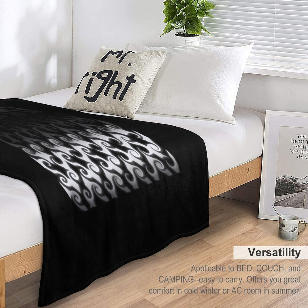 Black And White Curl Pattern. Eco-conscious Throw Blanket