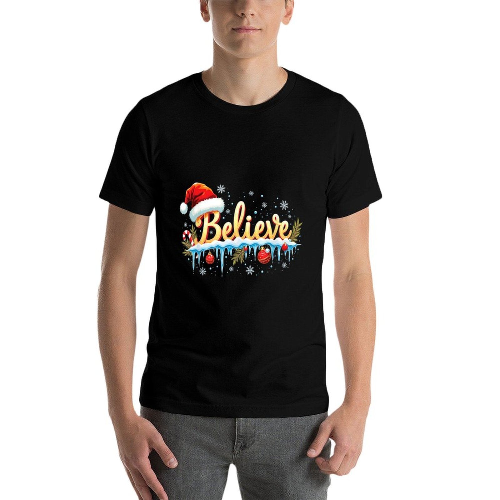 Believe In Santa Magic Winter Holiday Believe Christmas  Trendy Pattern T-Shirt