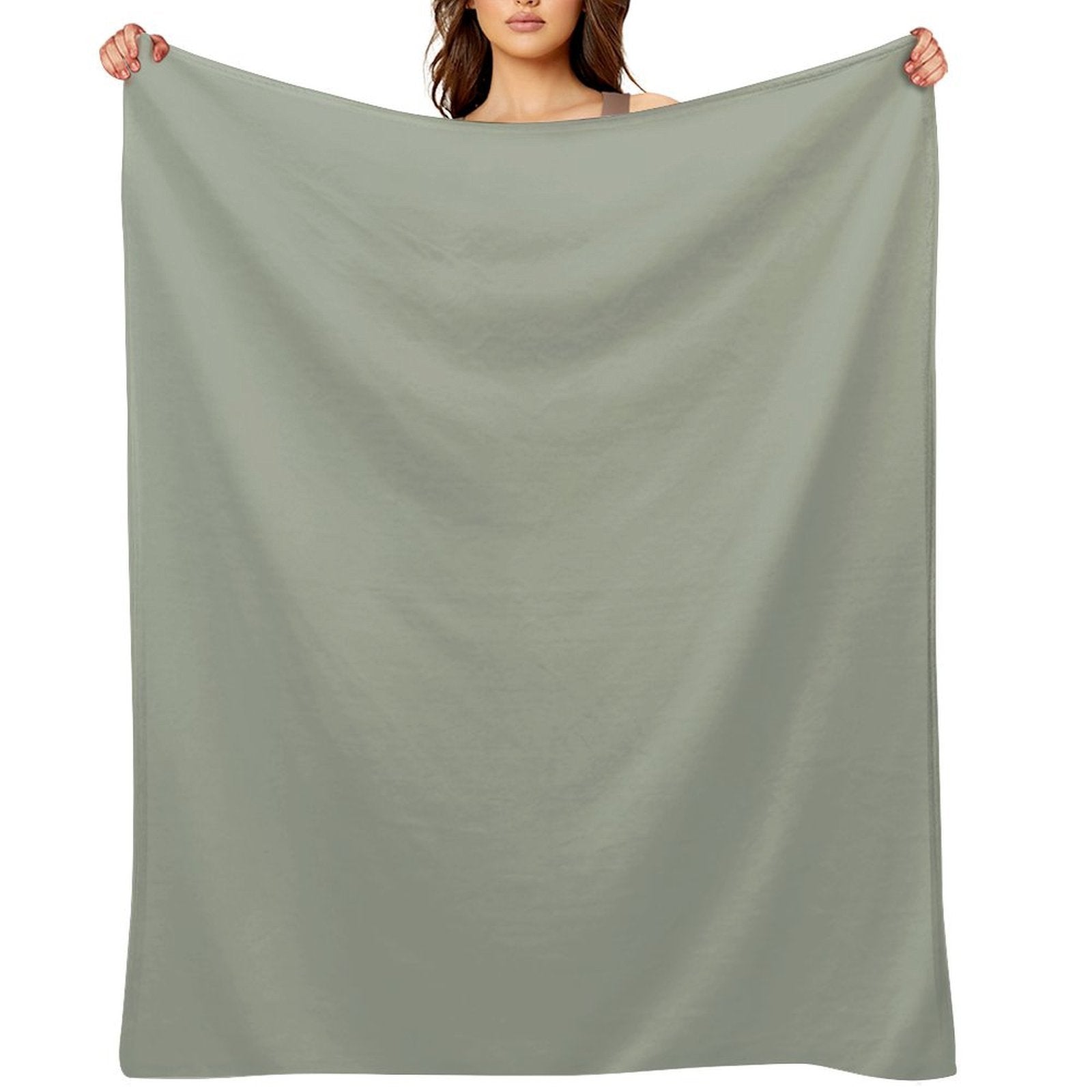 Desert Sage Grey Green Solid Color Shrink-resistant Throw Blanket