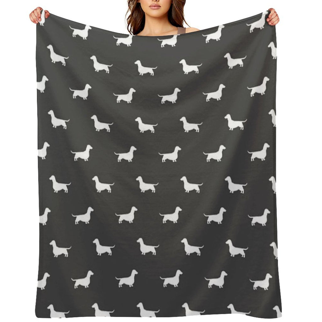 Dachshund Silhouette(s)  Wiener Dog  Smooth Coated Doxie Wrinkle-free Throw Blanket