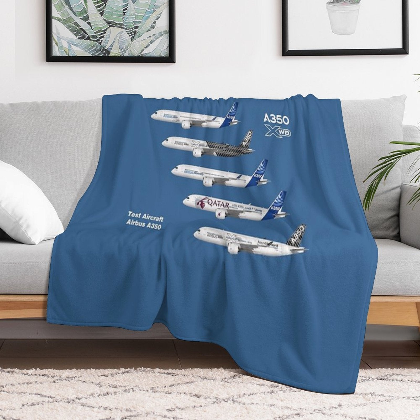 Airbus A350 Test Aircraft Fleet Illustration Lightweight Throw Blanket