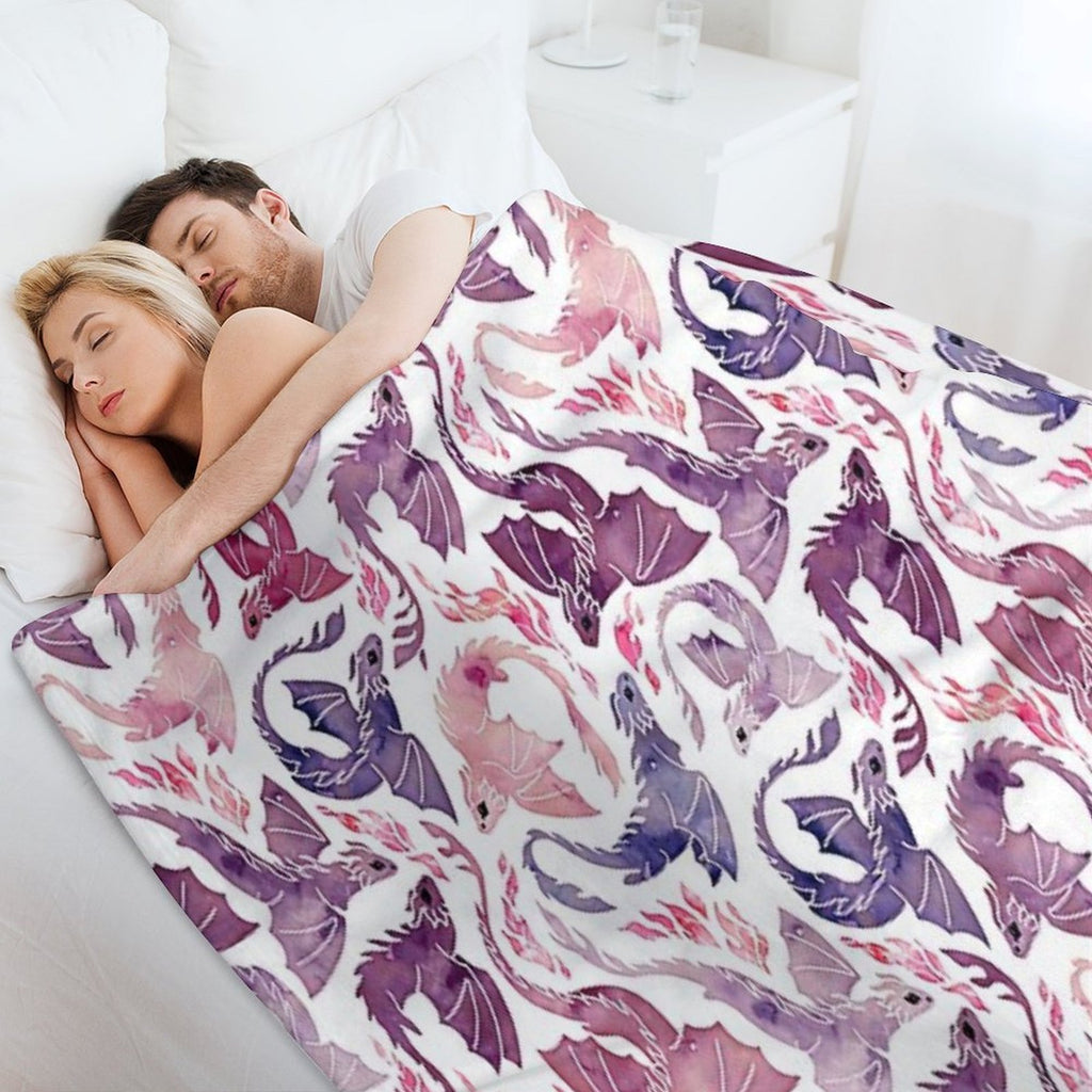 Dragon Fire Pink & Purple Shrink-resistant Throw Blanket