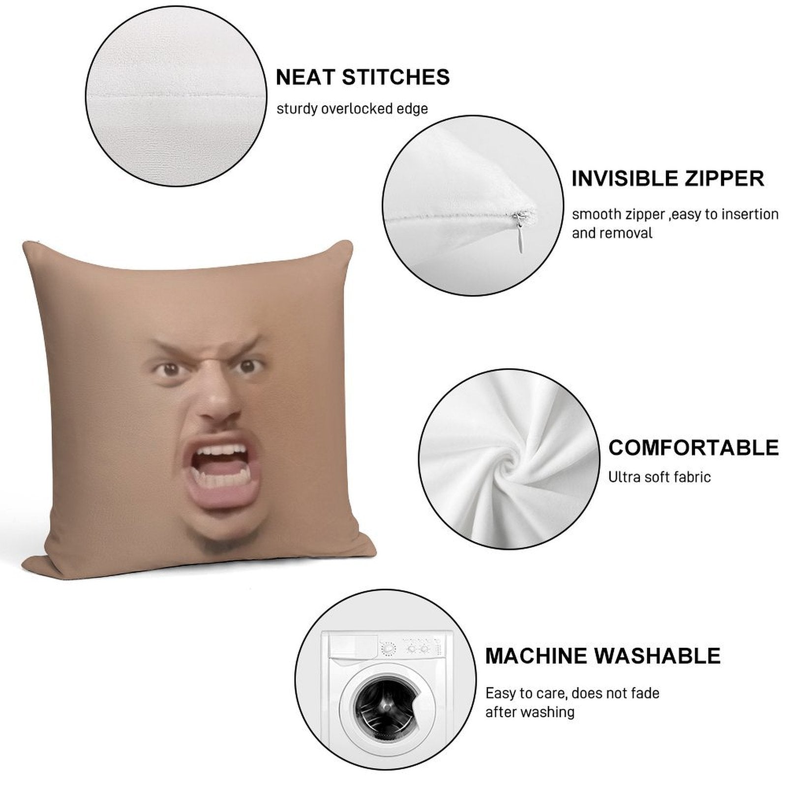 Eric Andre Yelling Soft Decorative Cover Throw Pillow