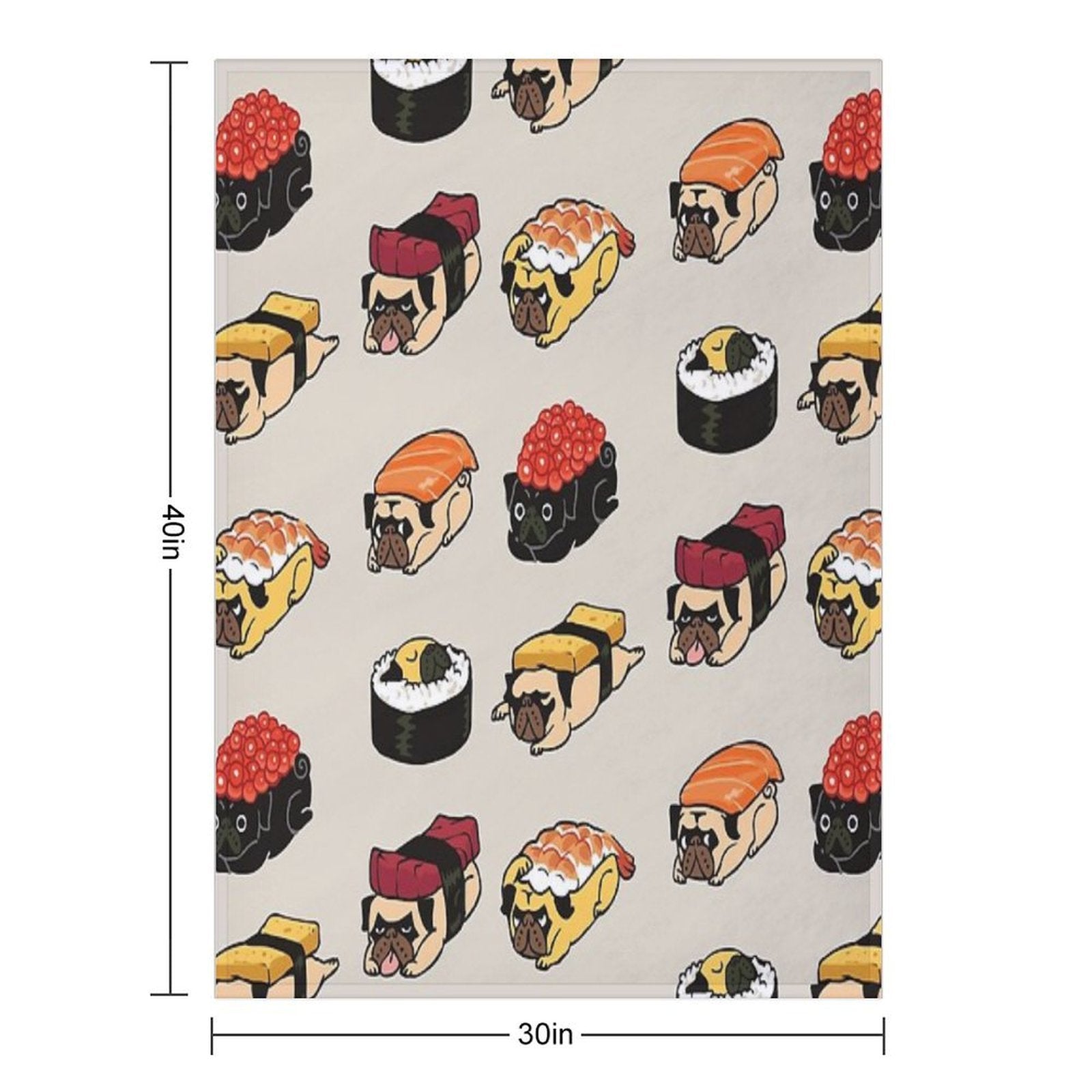 Sushi Pug Machine-washable Throw Blanket