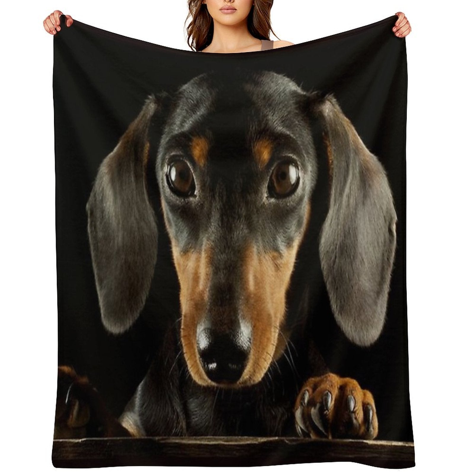Dachshund Dog Photo Portrait Travel-friendly Throw Blanket