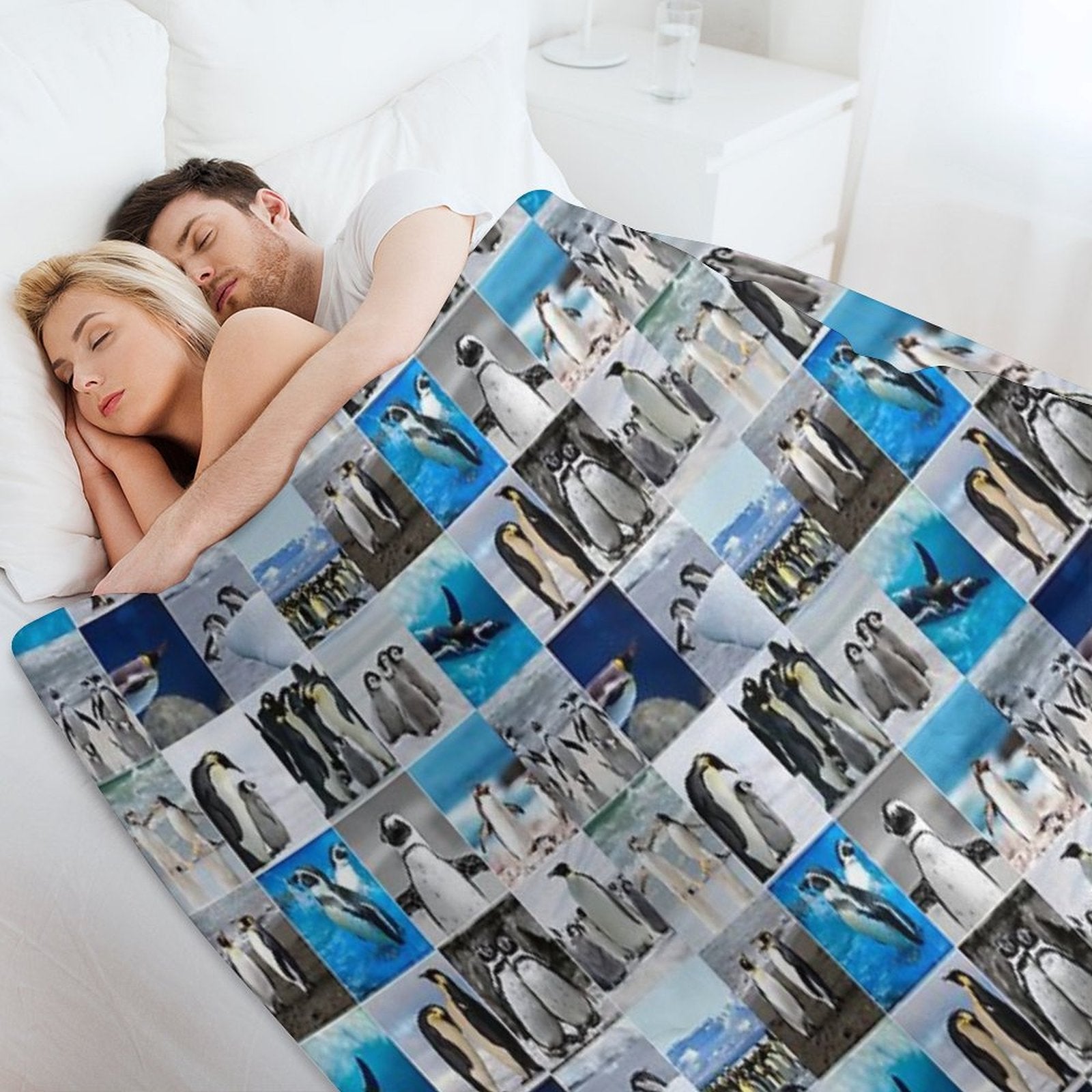 Arctic Penguin Photo Collage Shrink-resistant Throw Blanket