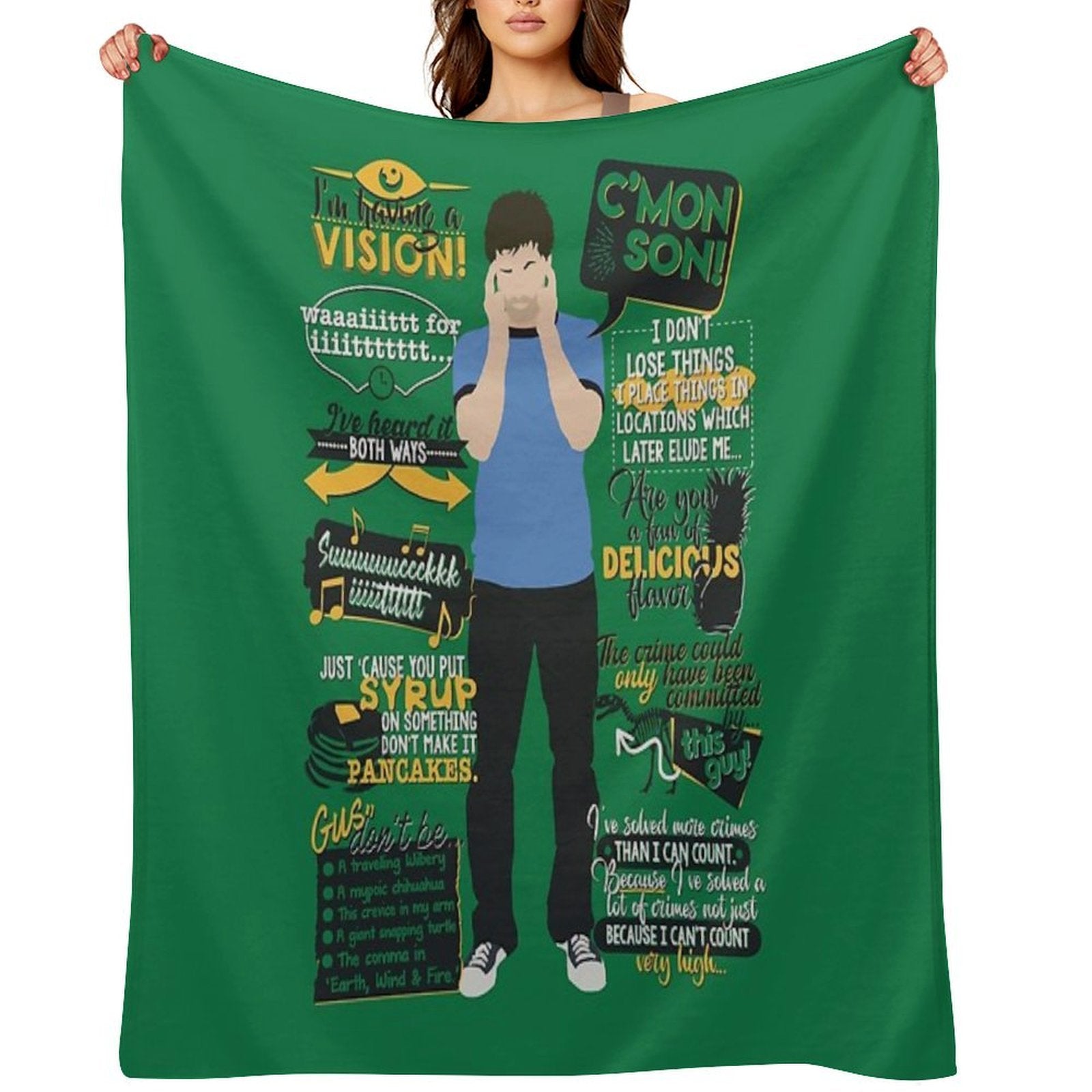 Psych - Shawn Spencer Quotes Sustainable Throw Blanket