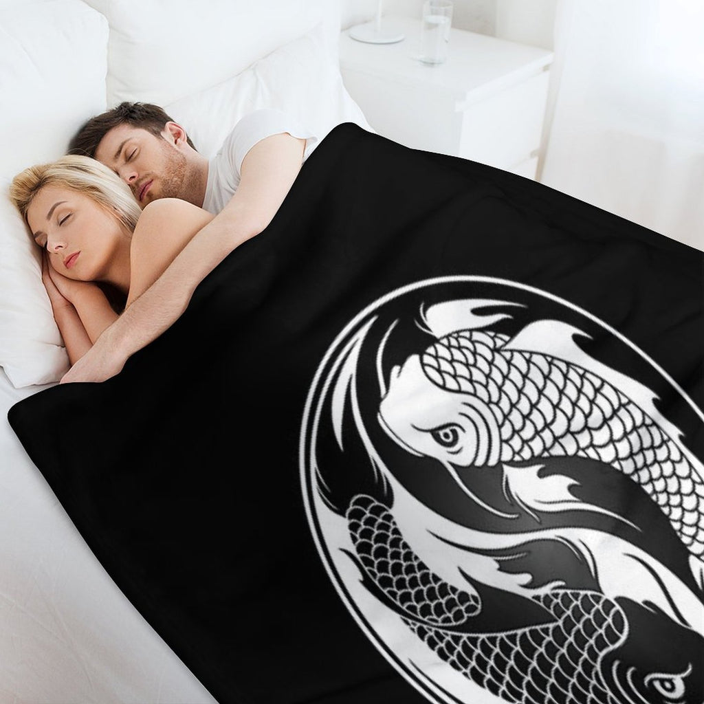 Black And White Yin Yang Koi Fish Eco-conscious Throw Blanket
