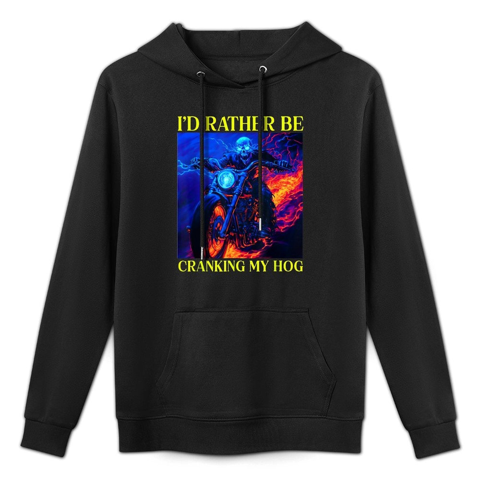 Id Rather Be Cranking My Hog Motorcycle Skeleton Shape Retention Hoodie