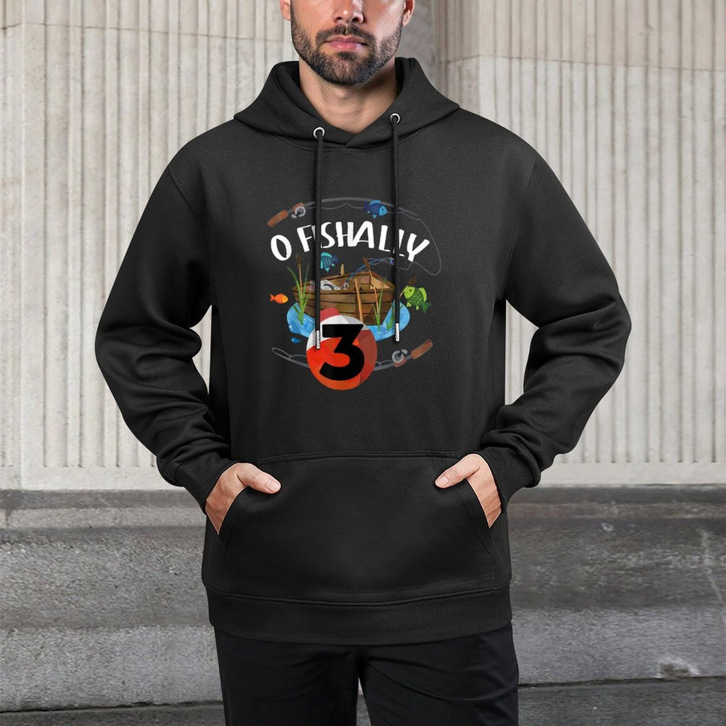 O-Fishally 3 Years Old Fisherman 3rd Birthday Fishing Kids Breathable Fabric Hoodie