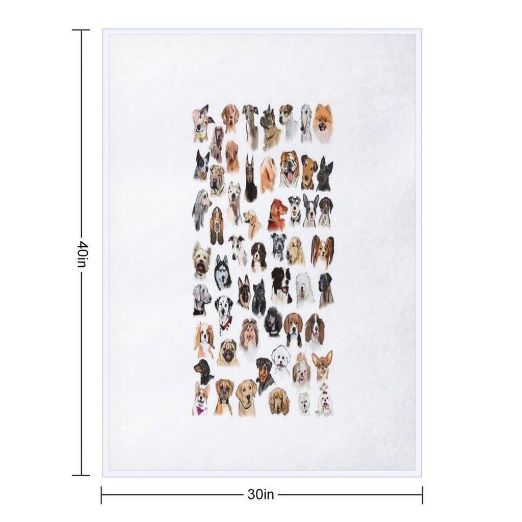 Dog Breed Paintings Anti-pilling Throw Blanket