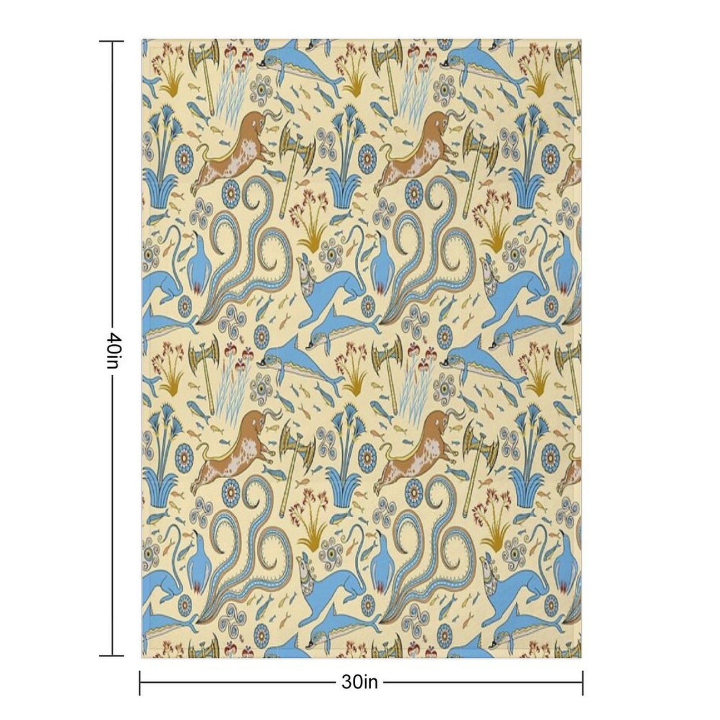 Minoan Fresco Motifs Pattern All-season Throw Blanket