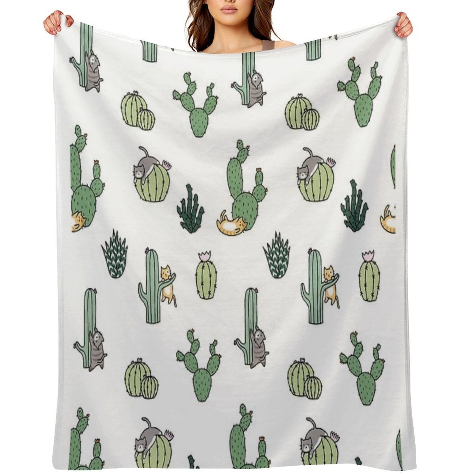 Cacti Cats Multi-functional Throw Blanket