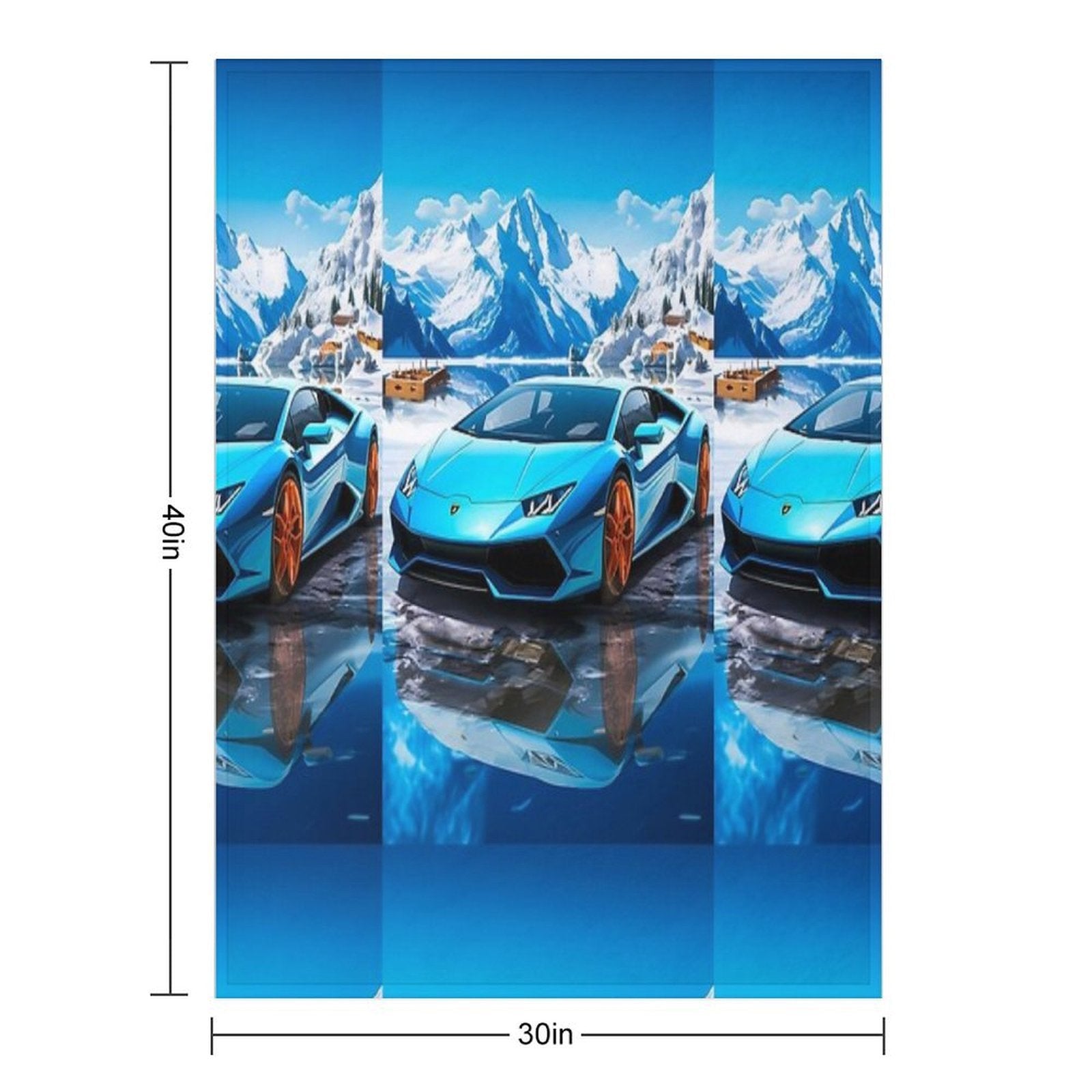 Blue Lamborghini Huracan, Icy Majesty Supercar, Sports Car On Snowy Alpine Backdrop, High Octane Wall Art Machine-washable Throw Blanket