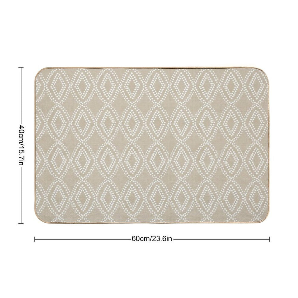 Diamonds Dots in Tan  Fade-Resistant Bath Mat