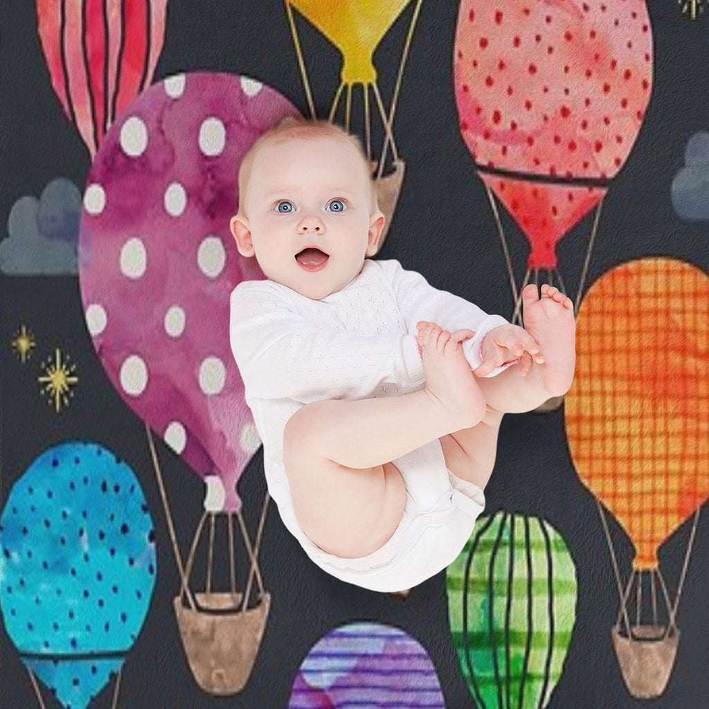 Hot Air Balloon Night Premium Throw Blanket