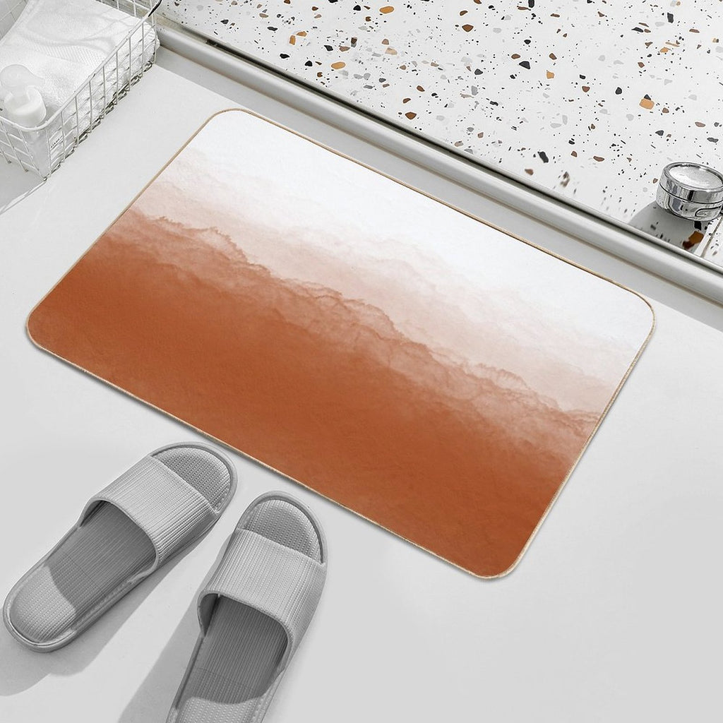 Abstract Watercolor Ombre (burnt Orangewhite)  Repositionable Bath Mat