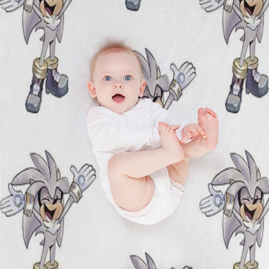 Silver Excited Plush Throw Blanket