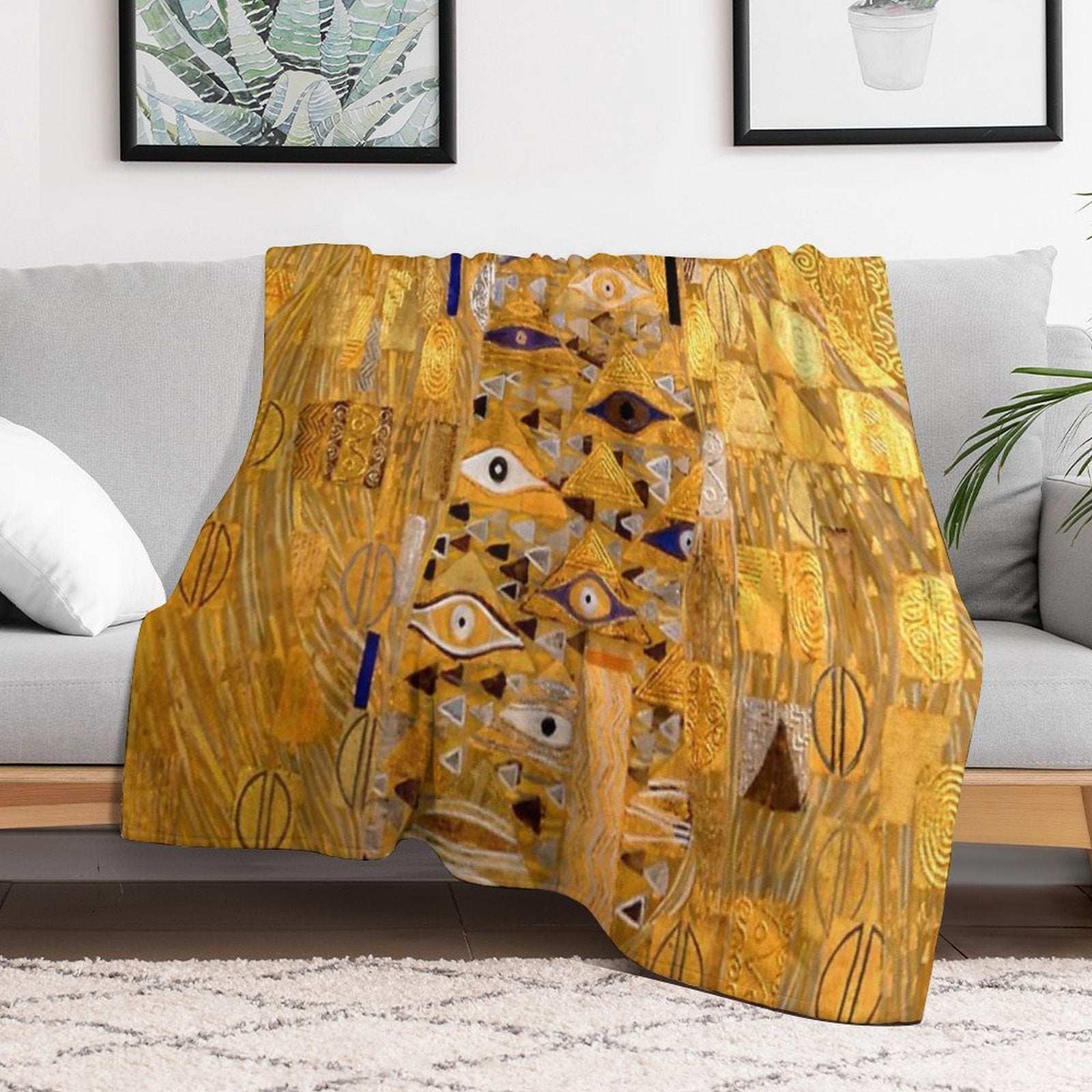 Adele Bloch-Bauer I - Detail by Gustav Klimt Gold Lightweight Throw Blanket