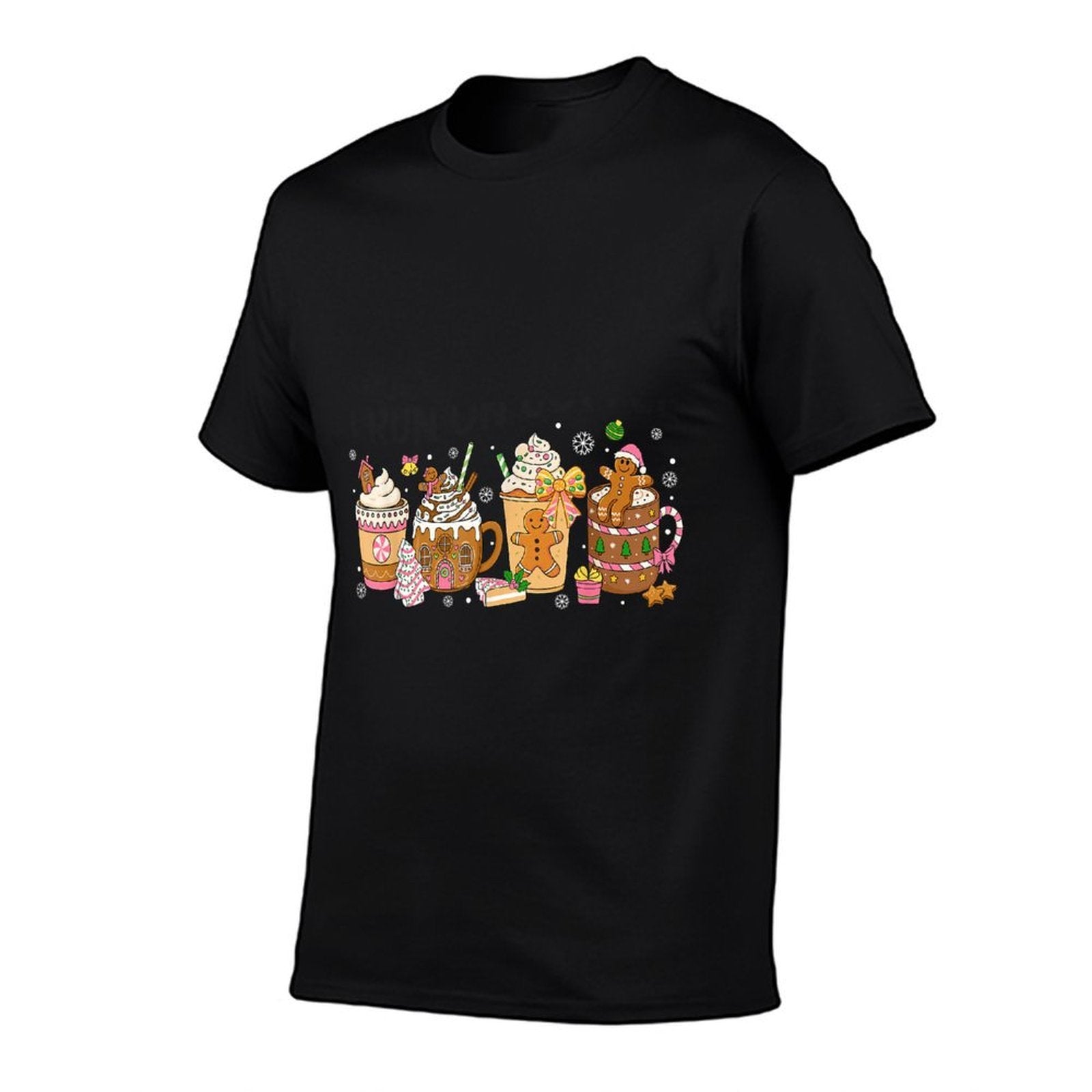 Gingerbread Cookie Christmas Coffee Cups Latte Drink Women  Relaxed-fit T-Shirt