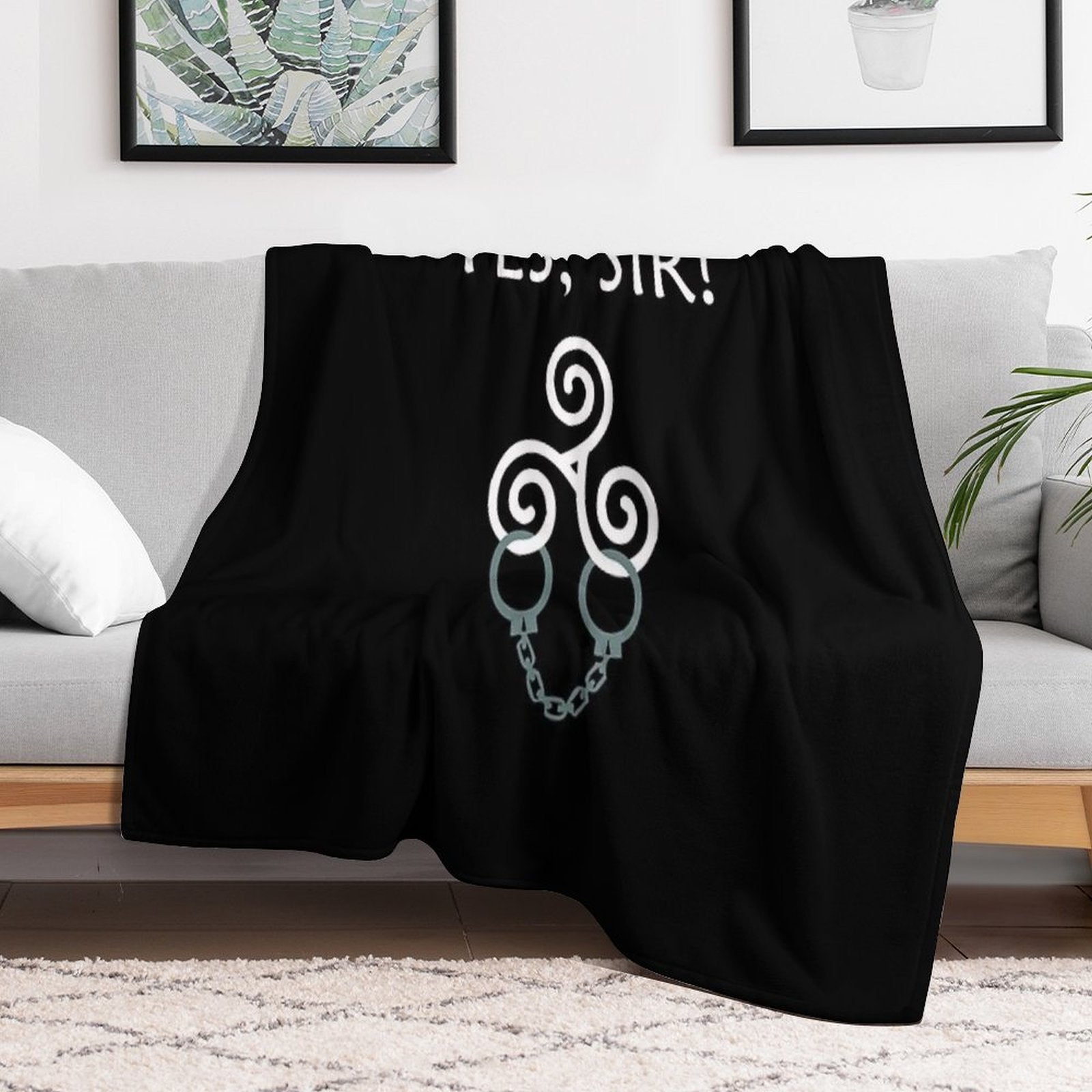 BDSM Triskelion Triskele Handcuffs YES SIR Wrinkle-free Throw Blanket