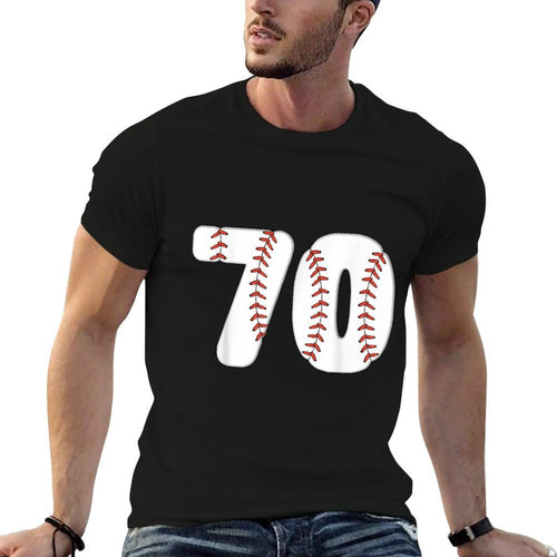 Baseball Number 70 Baseball Birthday 70 Baseball Themed 70th  Fade-proof Color T-Shirt