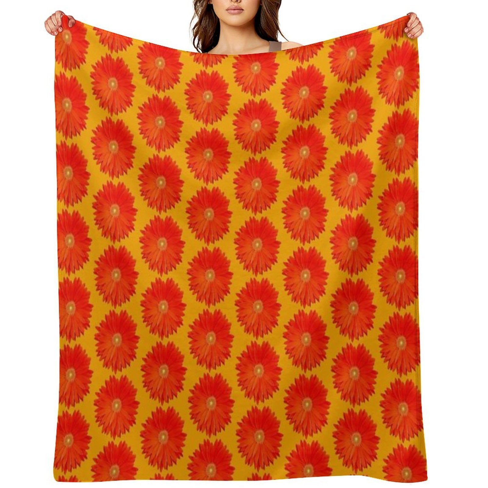 Orange Gebera Flower Anti-pilling Throw Blanket