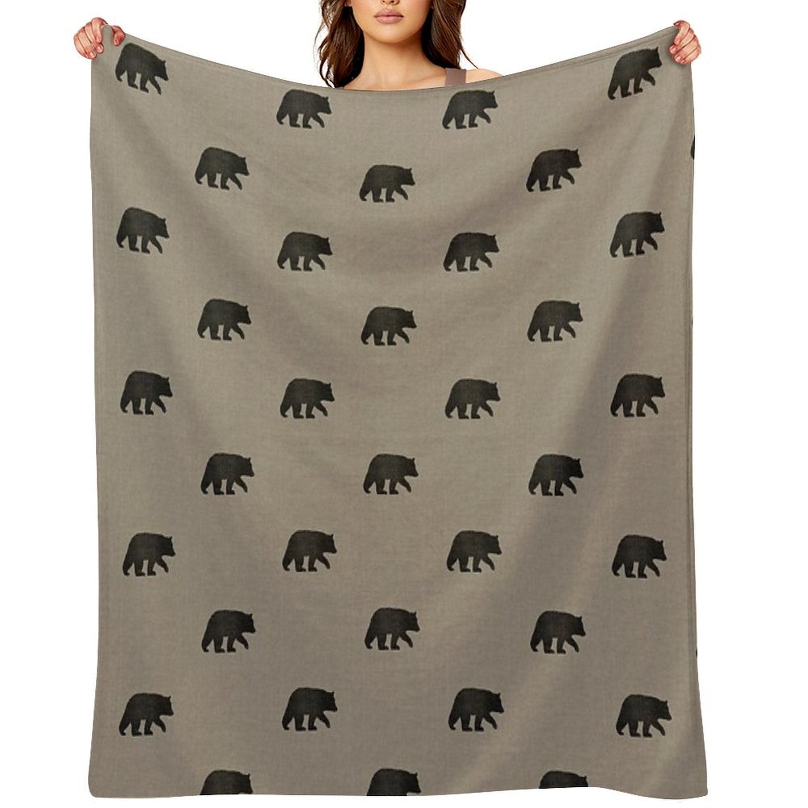 Black Bear Silhouette(s) Wrinkle-free Throw Blanket