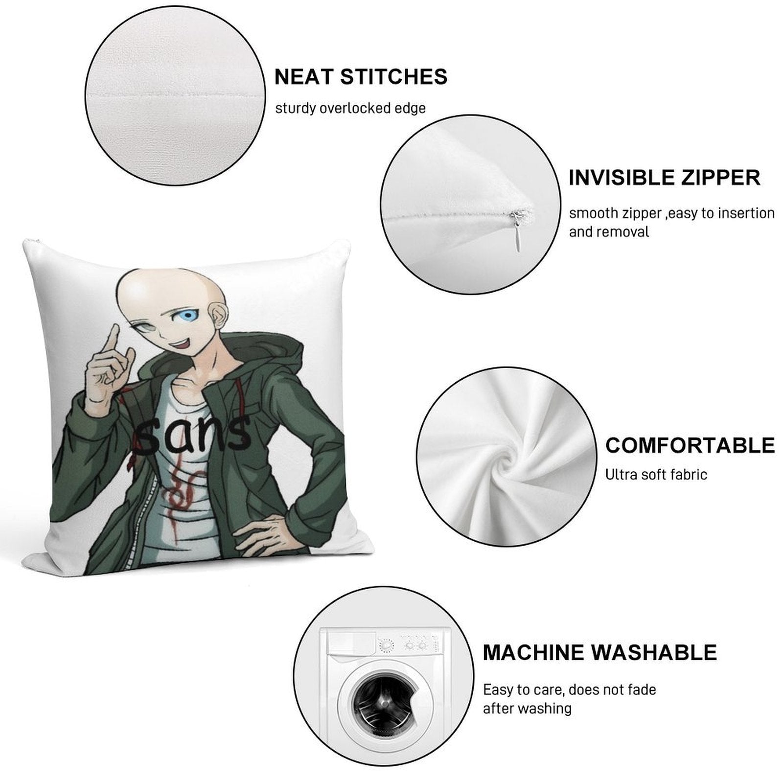 Komaeda Sans Soft Warmth Comfort Throw Pillow