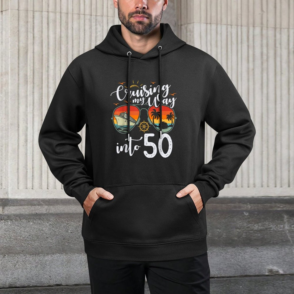 Cruising My Way Into 50 Funny 50th Birthday Cruise Crew Cotton-Polyester Blend Hoodie