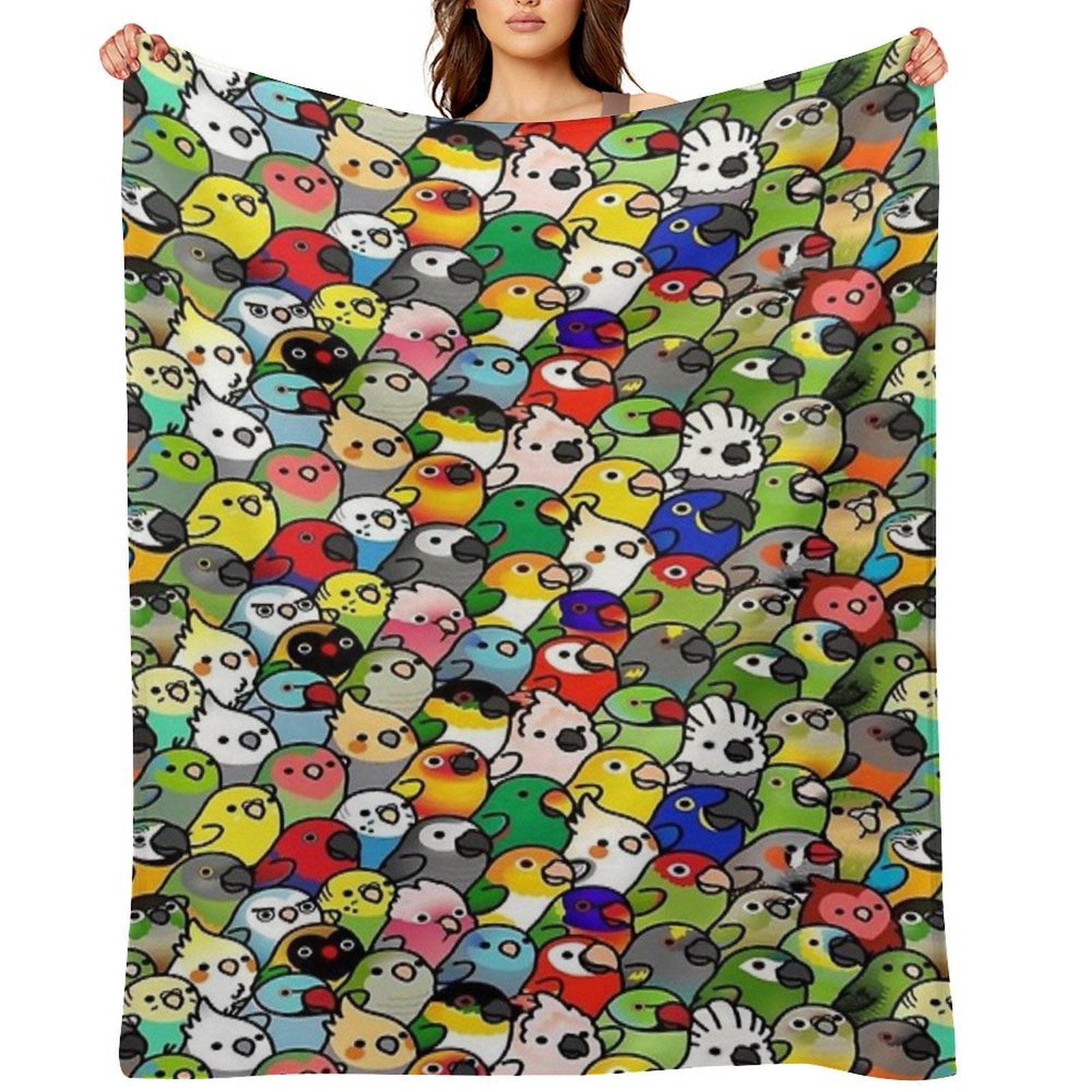 Colorful Birds Shrink-resistant Throw Blanket