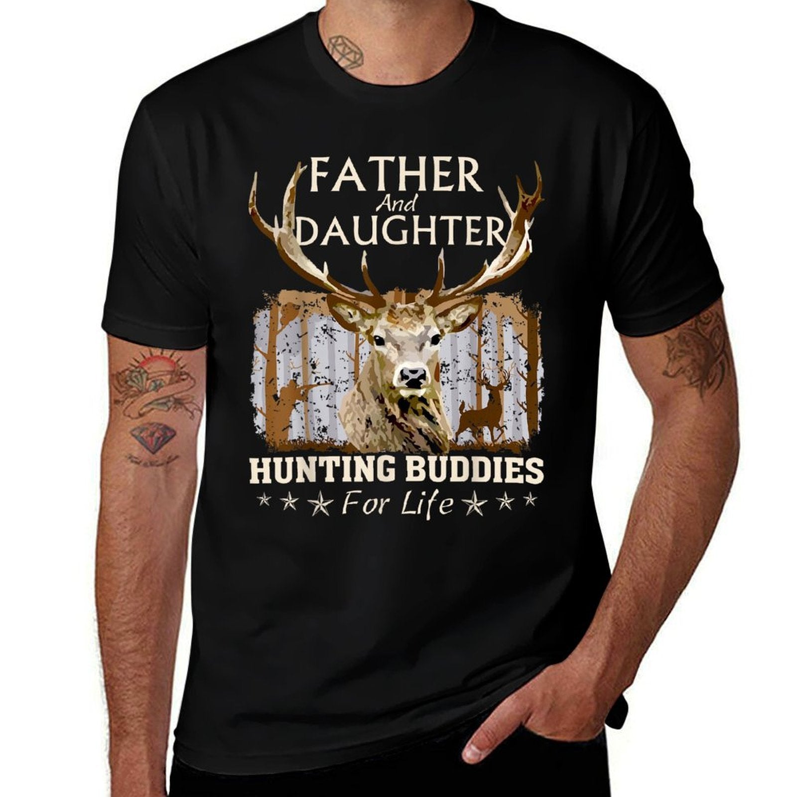 Father And Daughter Hunting Buddies For Life Fun Fathers Day  Vintage-inspired T-Shirt