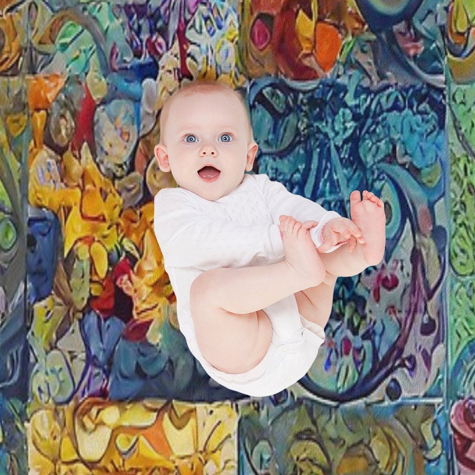 Abstract Quilt Decoupage Tile Pattern Gift-ready Throw Blanket