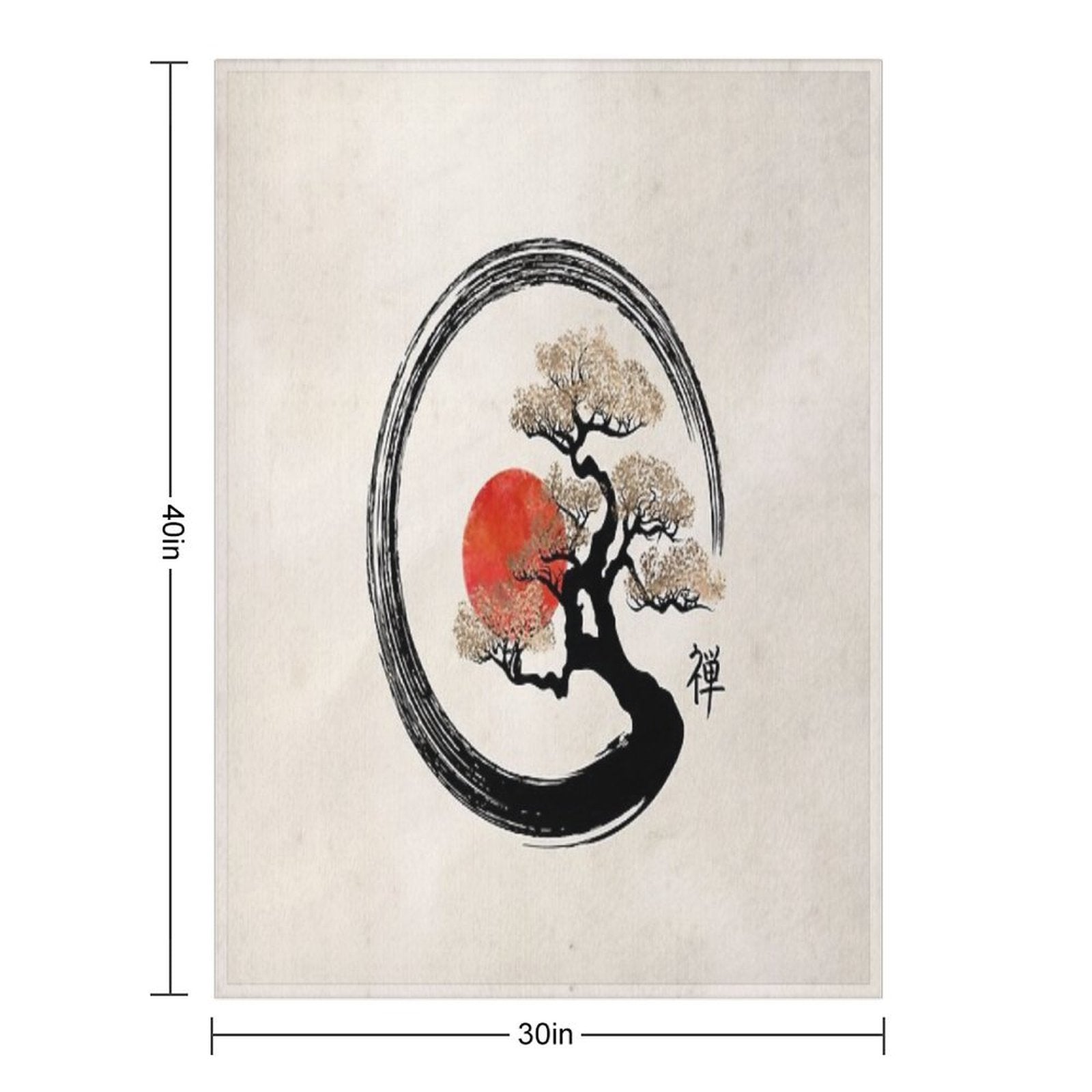 Enso Circle And Bonsai Tree on Canvas Sustainable Throw Blanket
