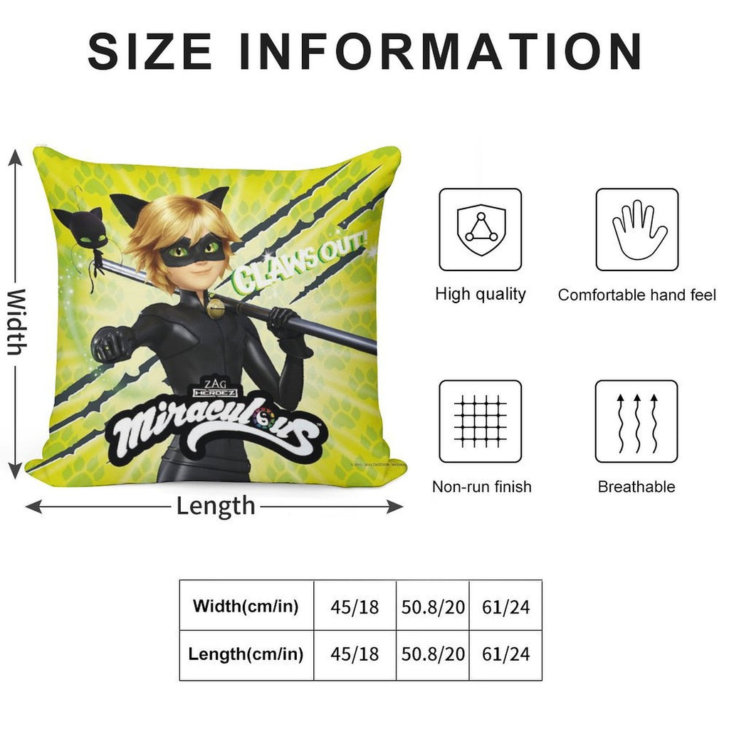 Miraculous Ladybug - Character Focus Cat Noir Claws Out Soft Decorative Cover Throw Pillow